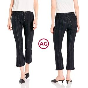AG ADRIANO GOLDSCHMIED NWT JODI CROP BUTTON-UP GUNMETAL METALLIC JEAN. SIZE 26